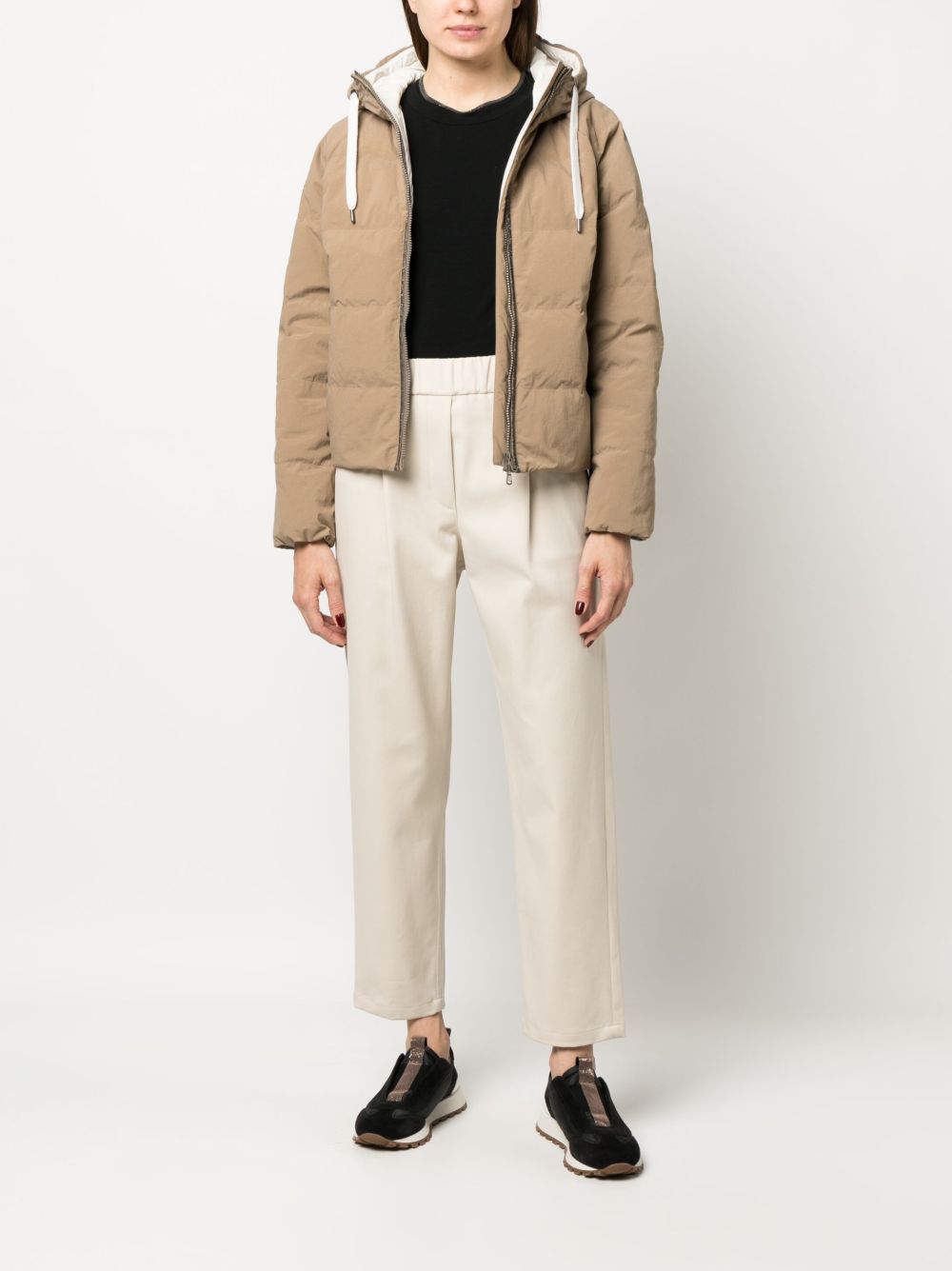 BRUNELLO CUCINELLI Cotton Trousers with Monili Chain Detail - Women’s Mid-Rise