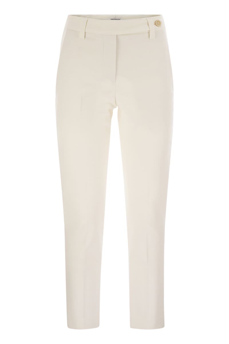 BRUNELLO CUCINELLI High-Waist Cigarette Trousers in Stretch Cotton