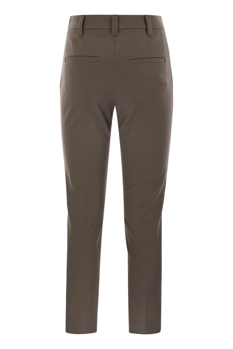 BRUNELLO CUCINELLI High-Waist Cigarette Trousers in Stretch Cotton