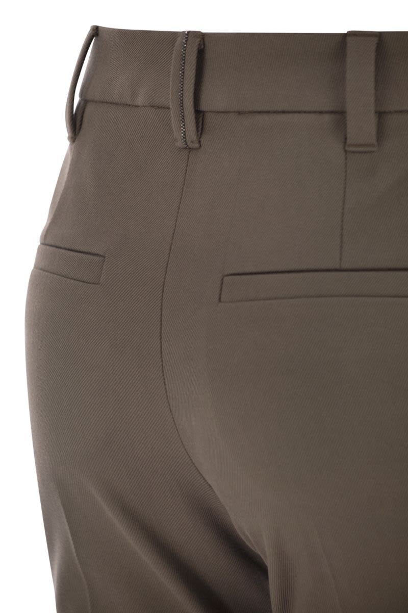 BRUNELLO CUCINELLI High-Waist Cigarette Trousers in Stretch Cotton