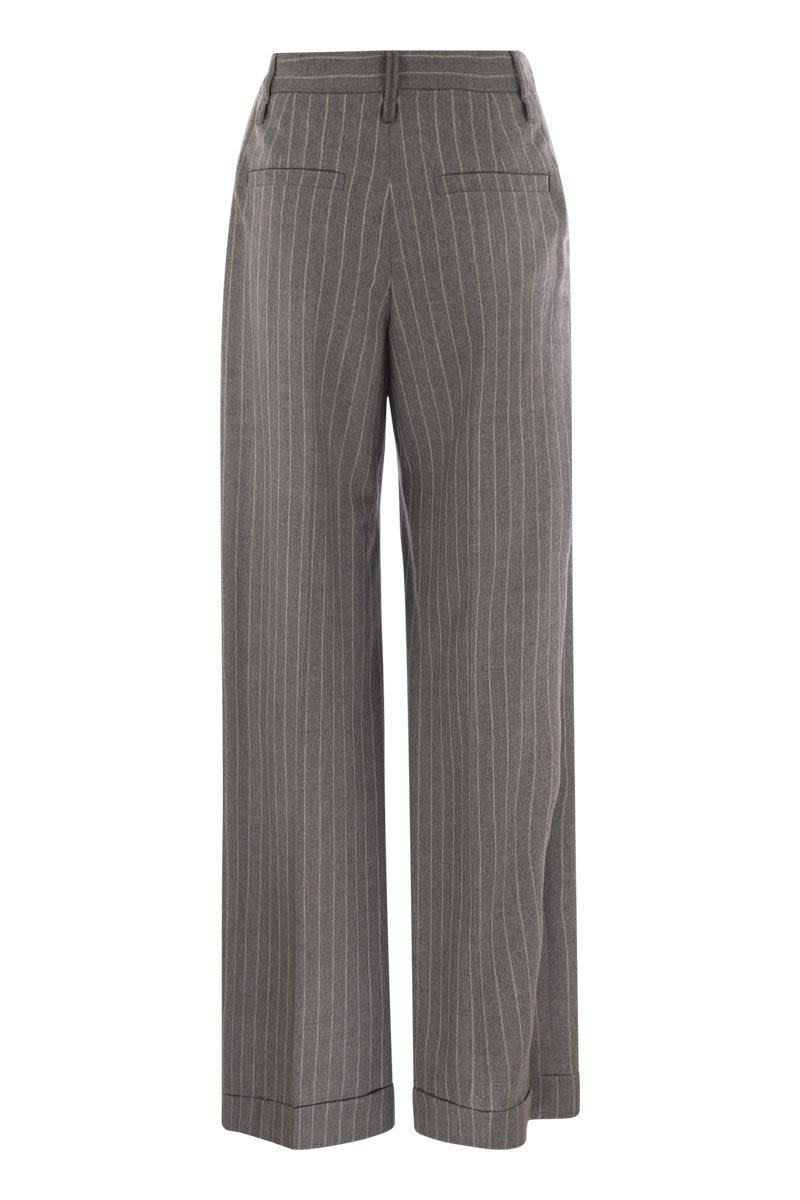 BRUNELLO CUCINELLI Loose Flared Trousers with Beadwork