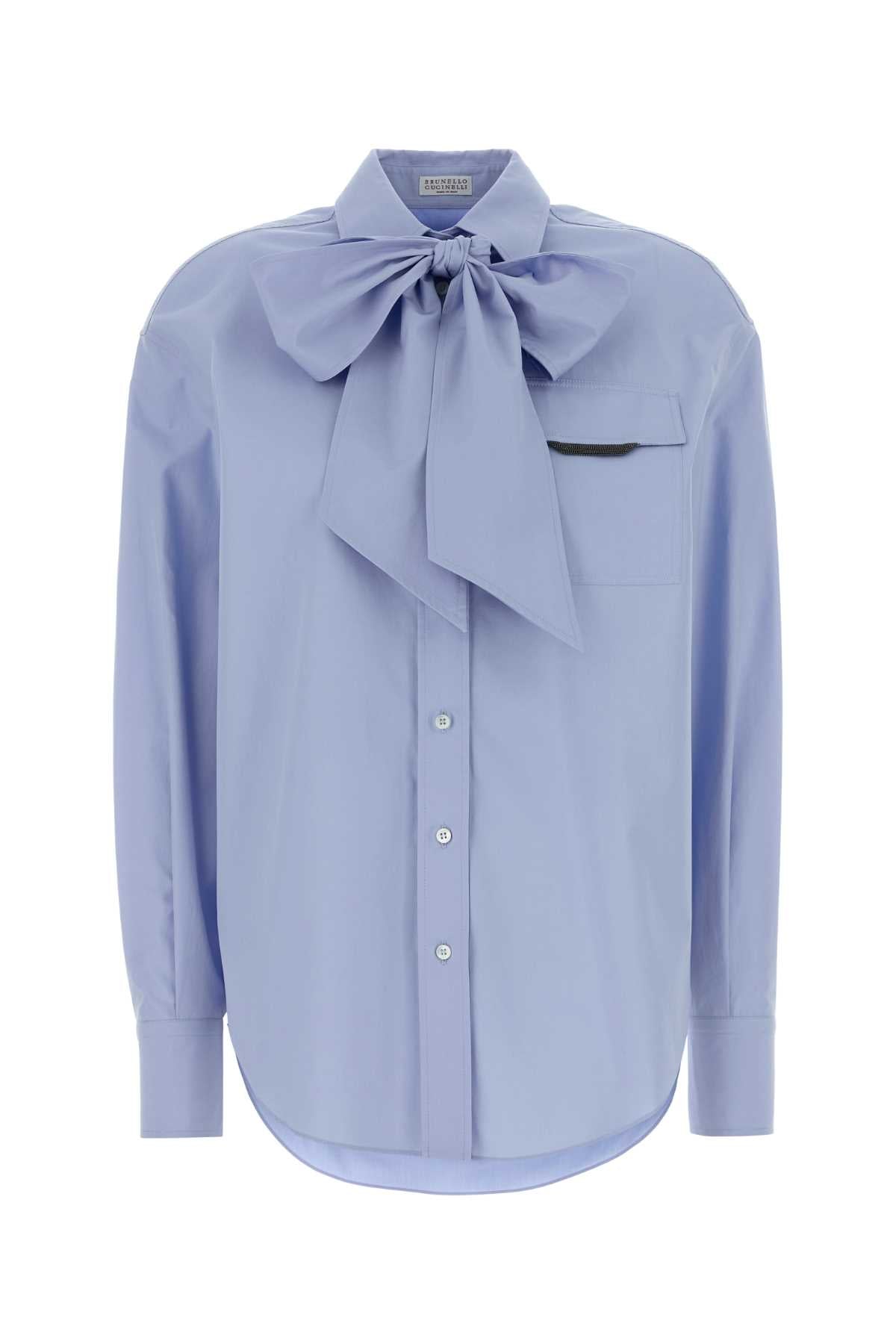 BRUNELLO CUCINELLI Powder Blue Poplin Shirt for Women - FW25 Collection