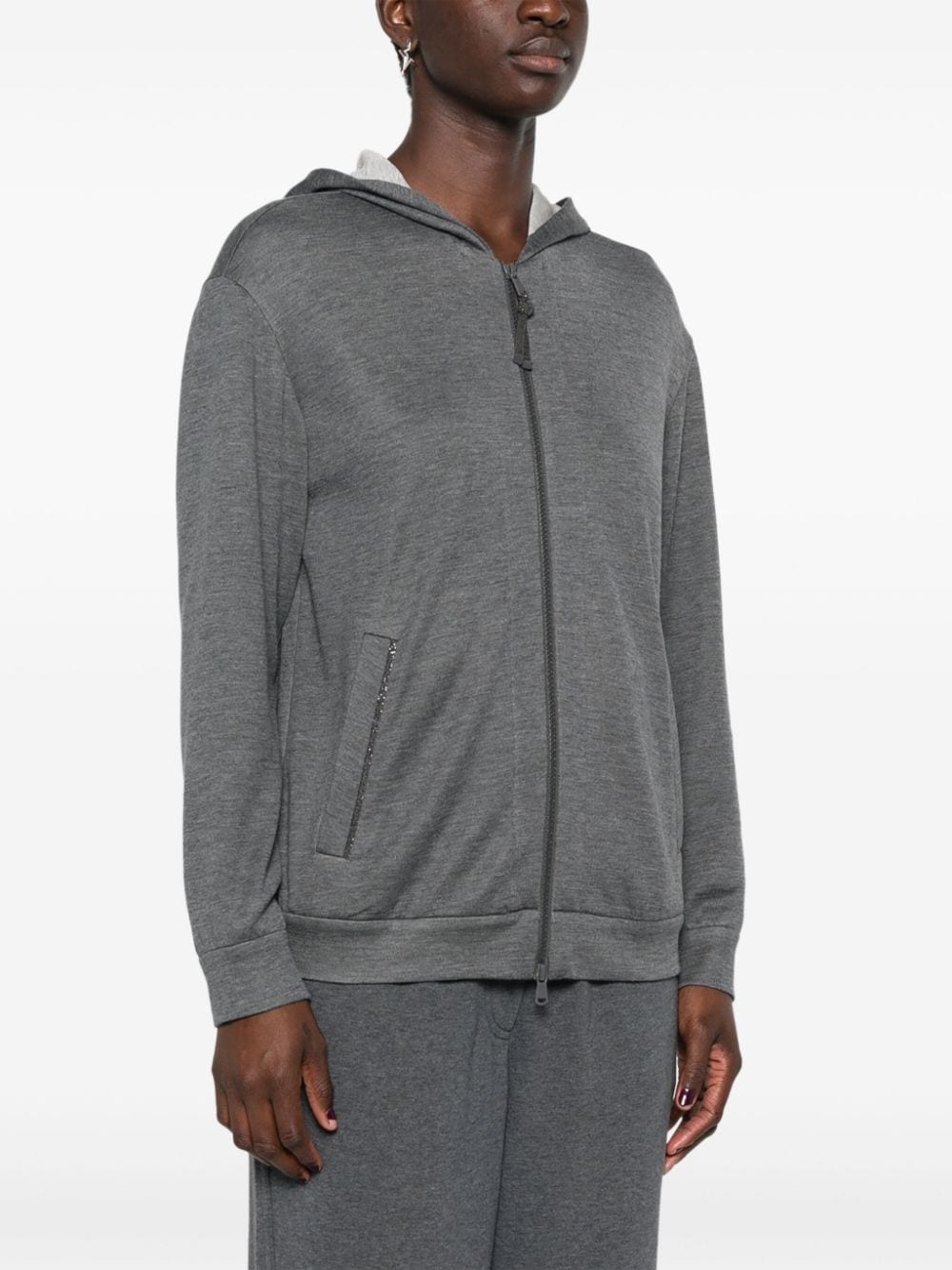 BRUNELLO CUCINELLI Cotton and Silk Blend Hoodie for Women