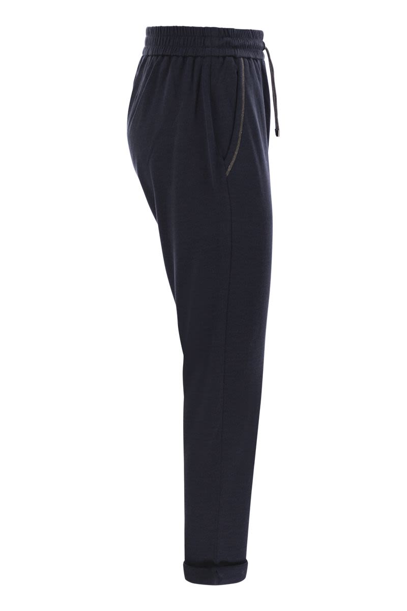 BRUNELLO CUCINELLI Elegant Cotton-Silk Interlock Trousers with Shiny Pocket Detail