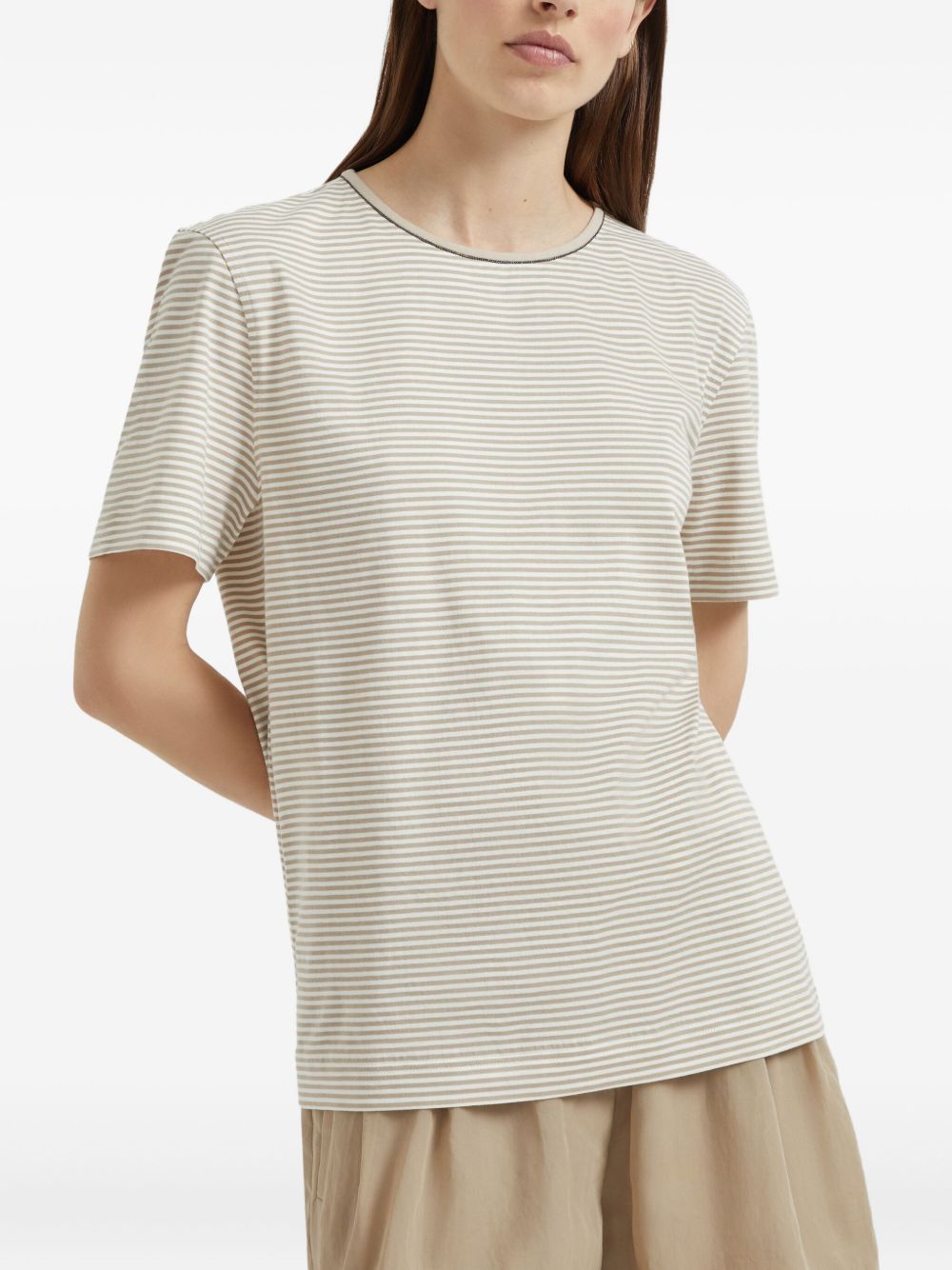 BRUNELLO CUCINELLI Cotton T-Shirt with Shiny Details