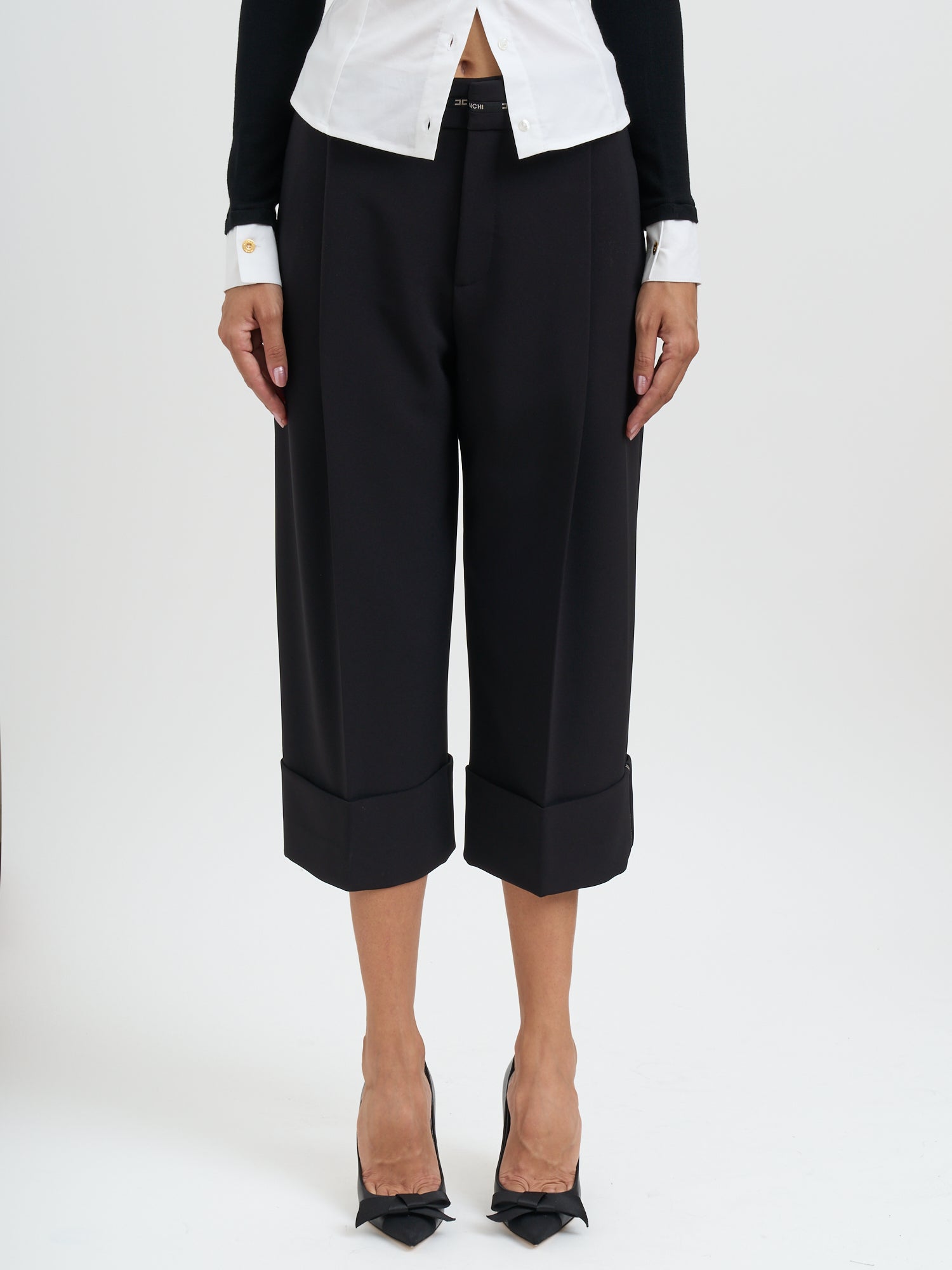 ELISABETTA FRANCHI Lightweight Crepe Bermuda Shorts - 80 cm Length