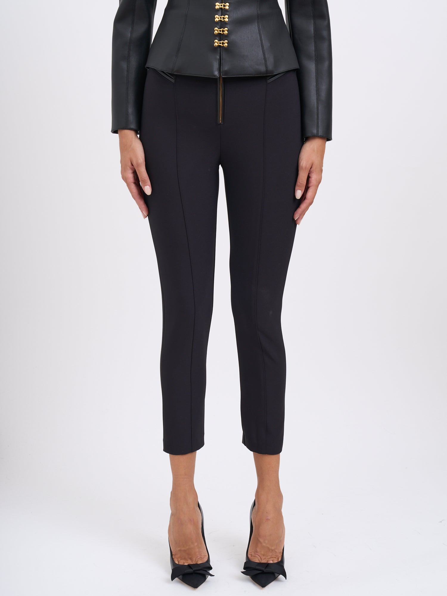 ELISABETTA FRANCHI Chic Crepe Trousers with Zip - Size 40