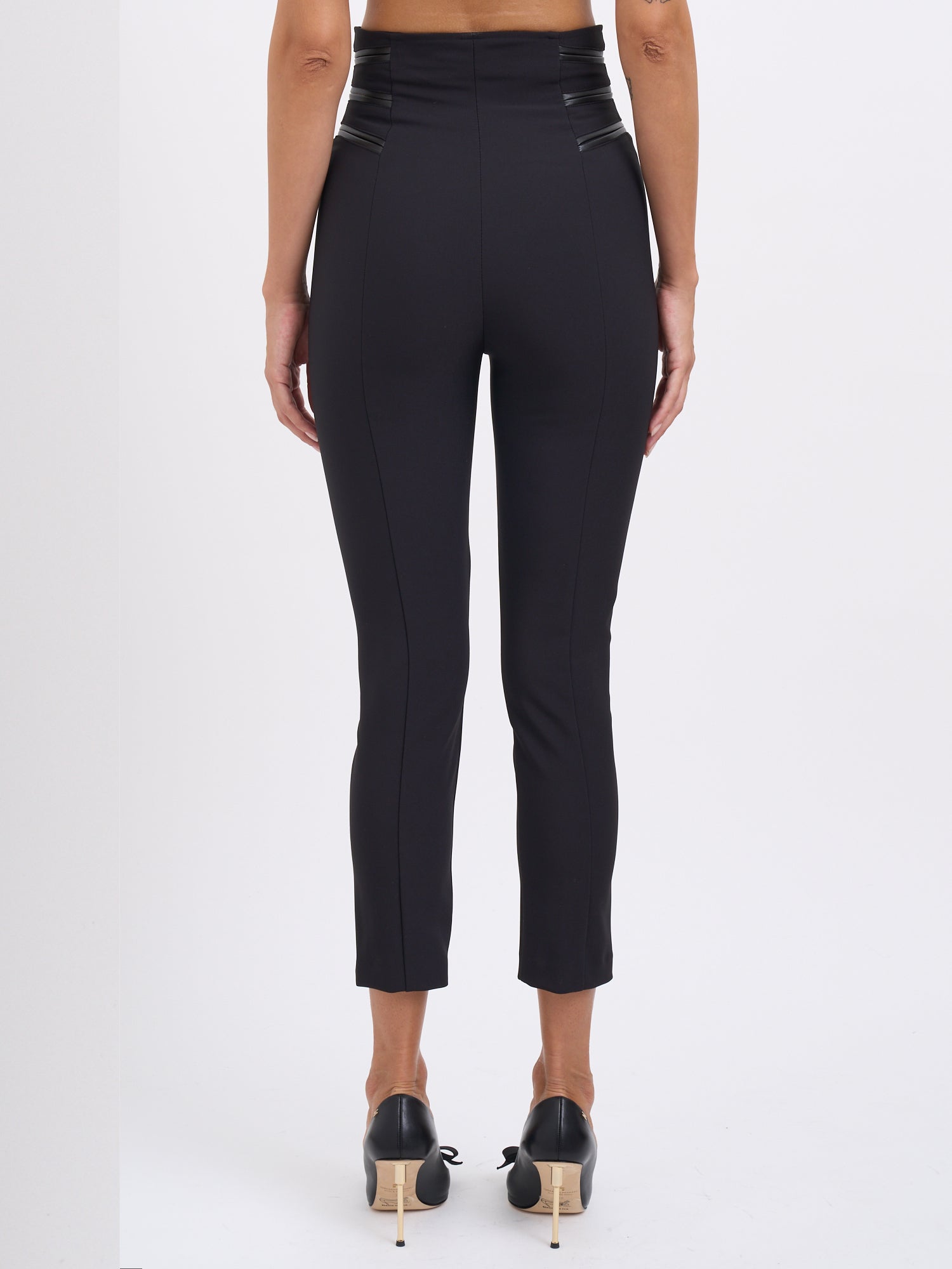 ELISABETTA FRANCHI Chic Crepe Trousers with Zip - Size 40