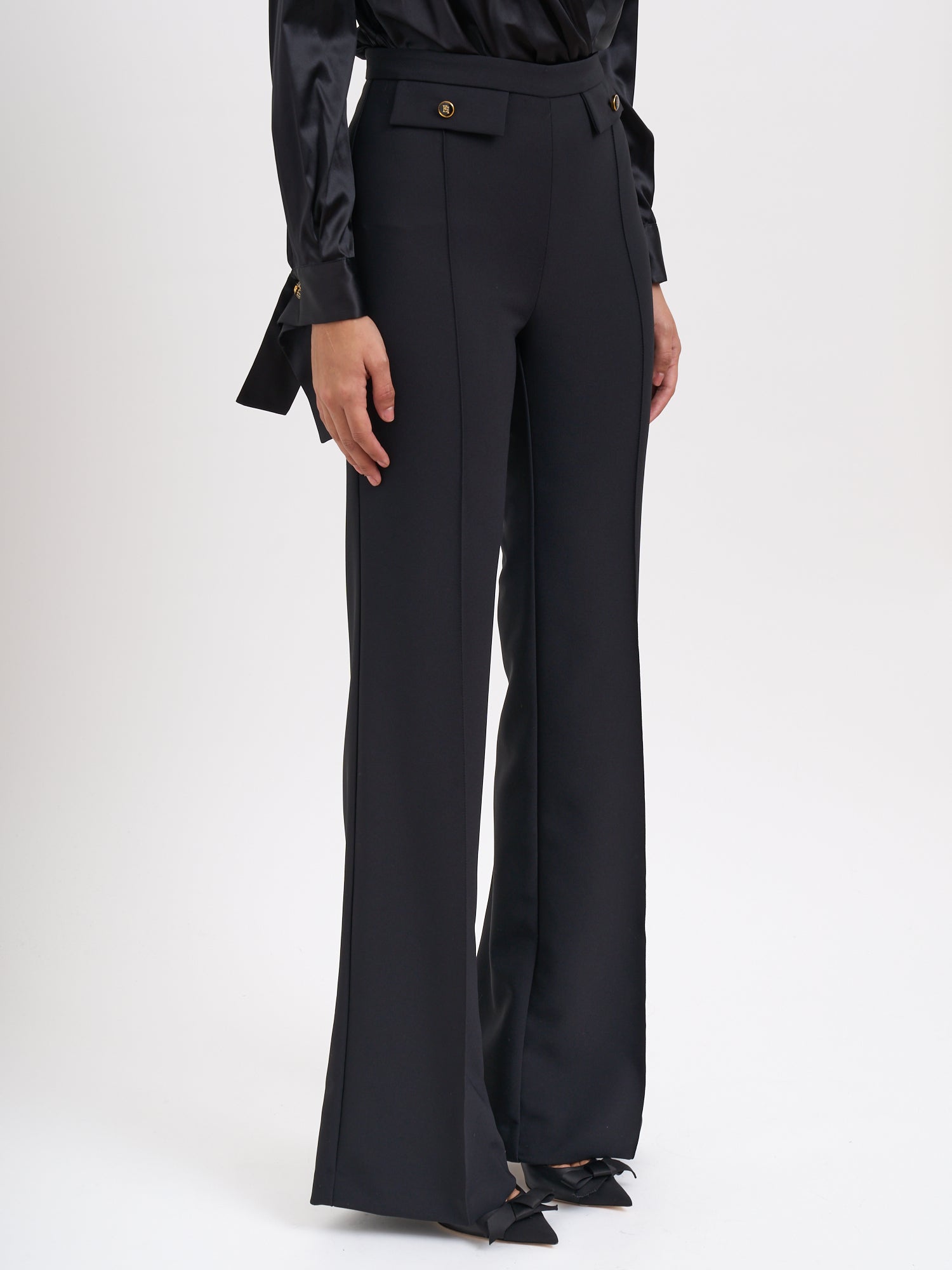 ELISABETTA FRANCHI Double Crepe Trousers Size 40