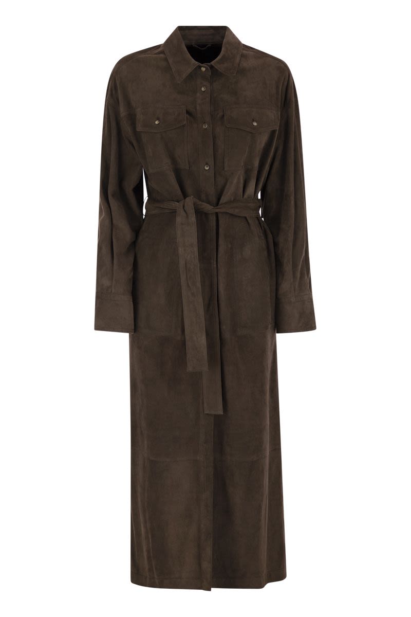 BRUNELLO CUCINELLI Leather Safari Belted Jacket