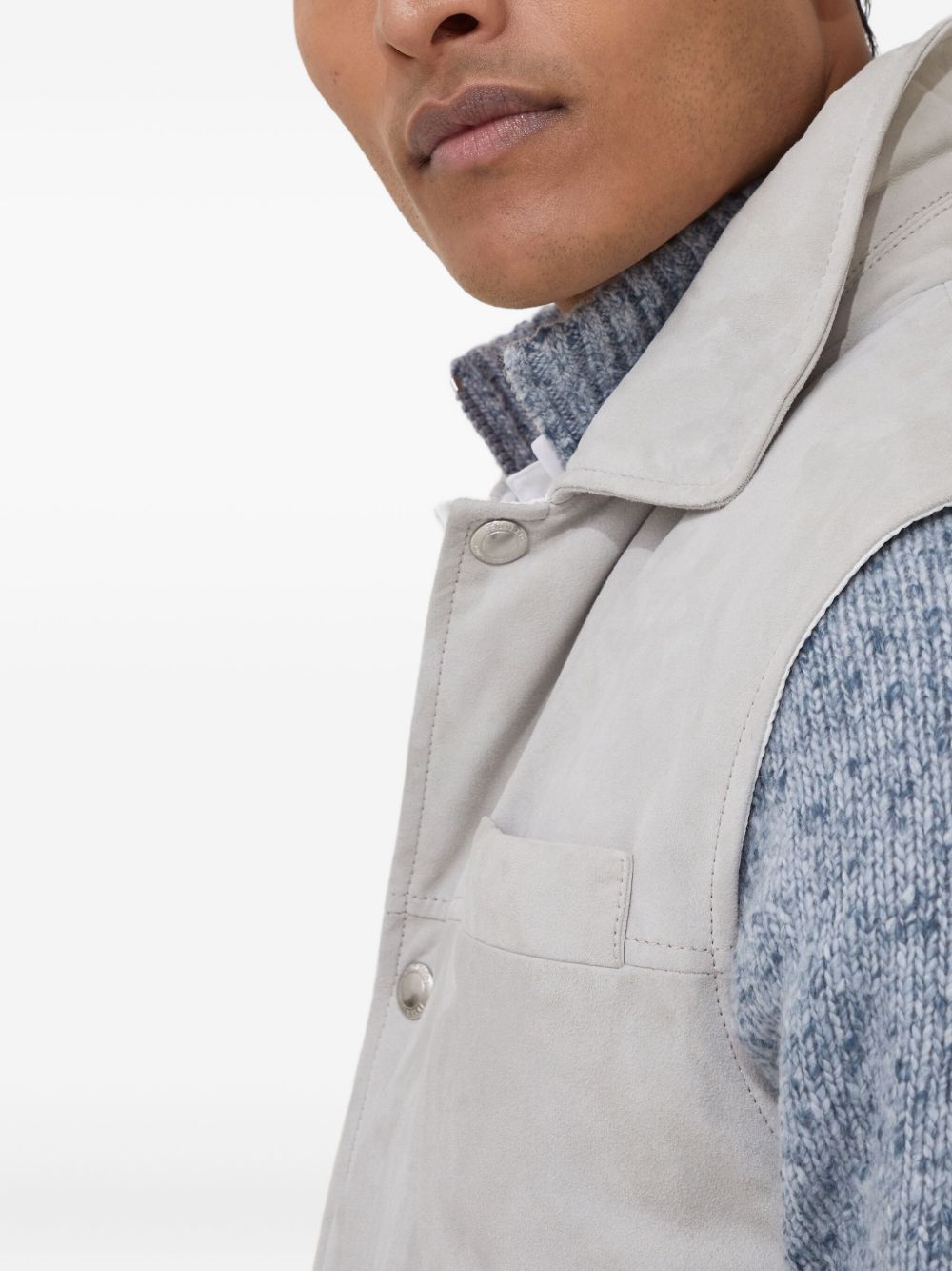 BRUNELLO CUCINELLI Men's Leather Down Vest - Classic Style