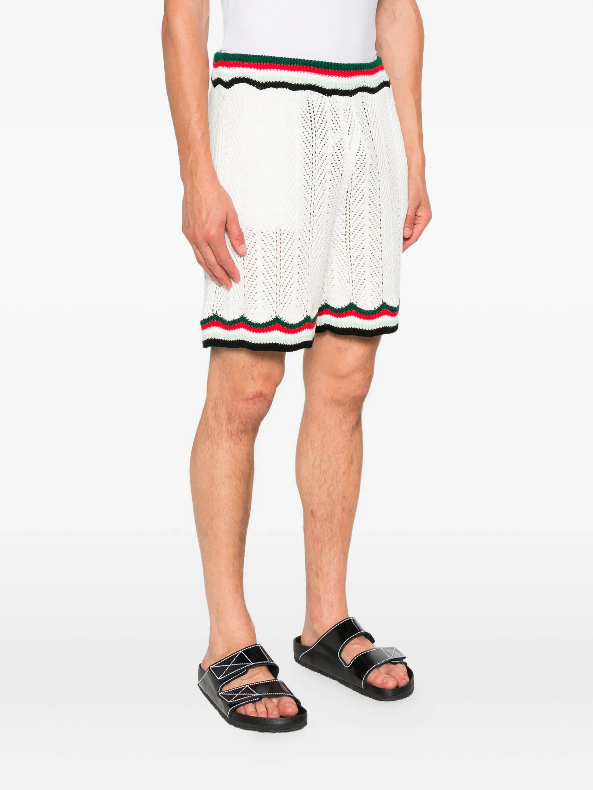 CASABLANCA Cotton Chevron Crochet Mini Shorts - Size M