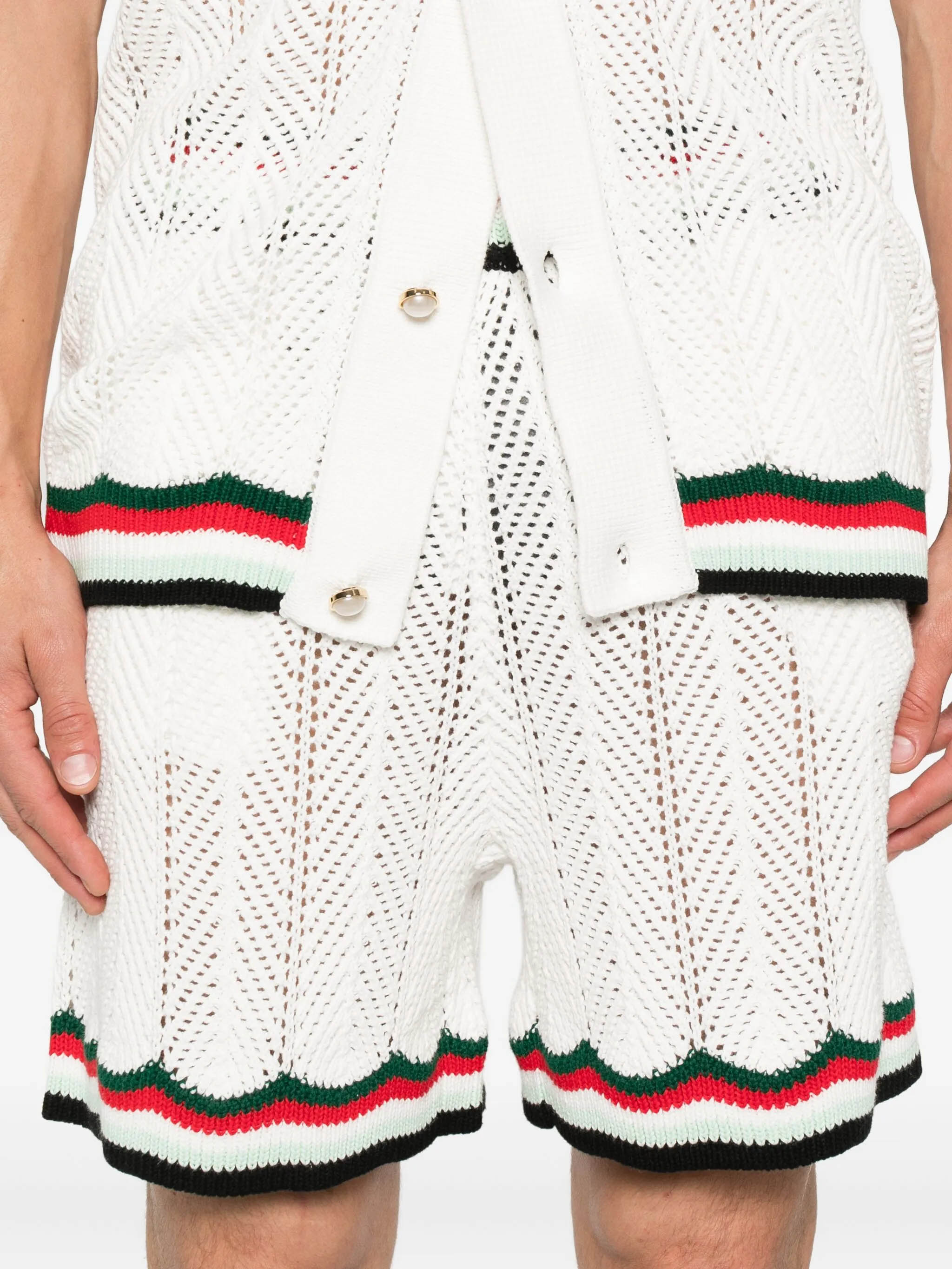 CASABLANCA Cotton Chevron Crochet Mini Shorts - Size M