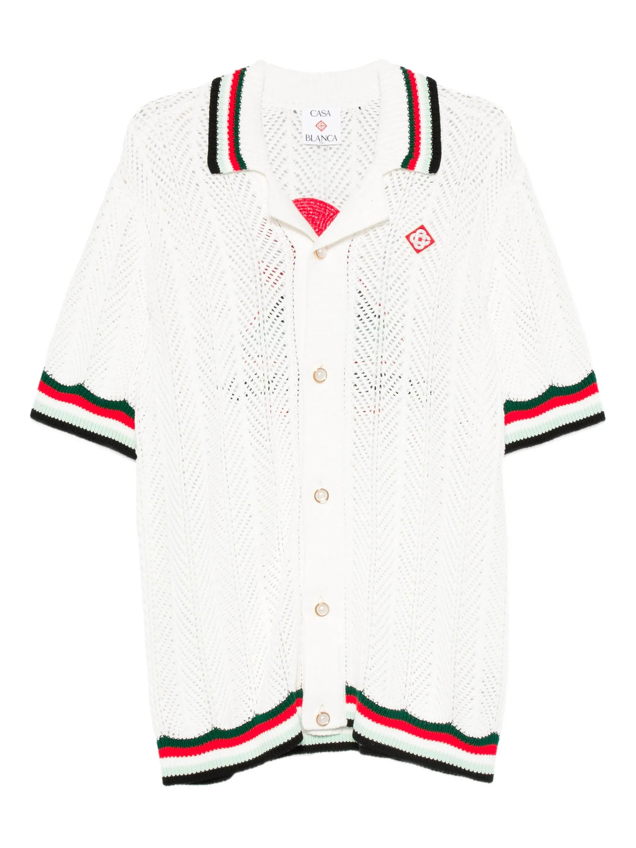 CASABLANCA Montagne Ondulée Crochet Shirt - Short Sleeve, Size M