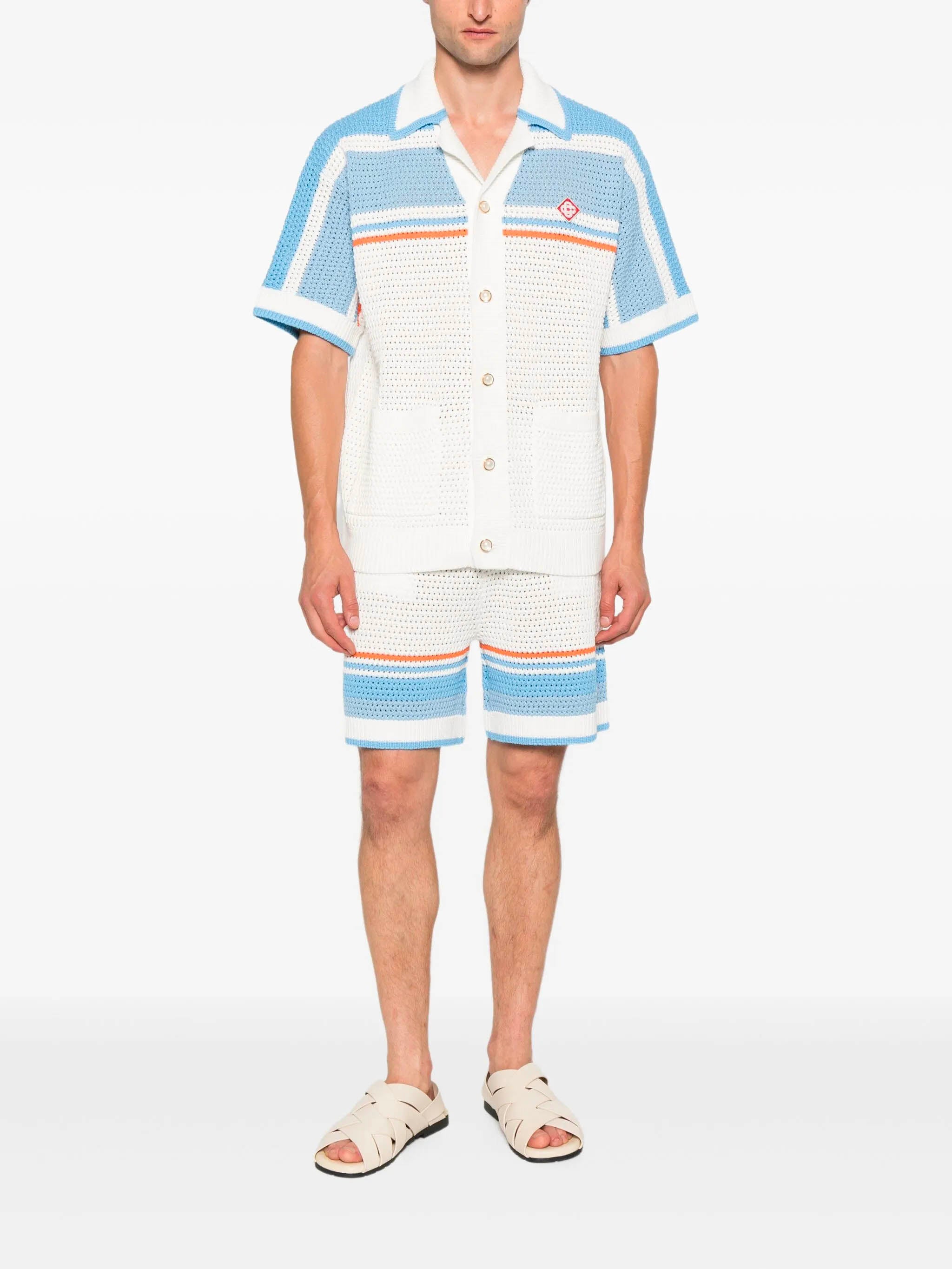 CASABLANCA Crochet Button-Up Shirt - Size M