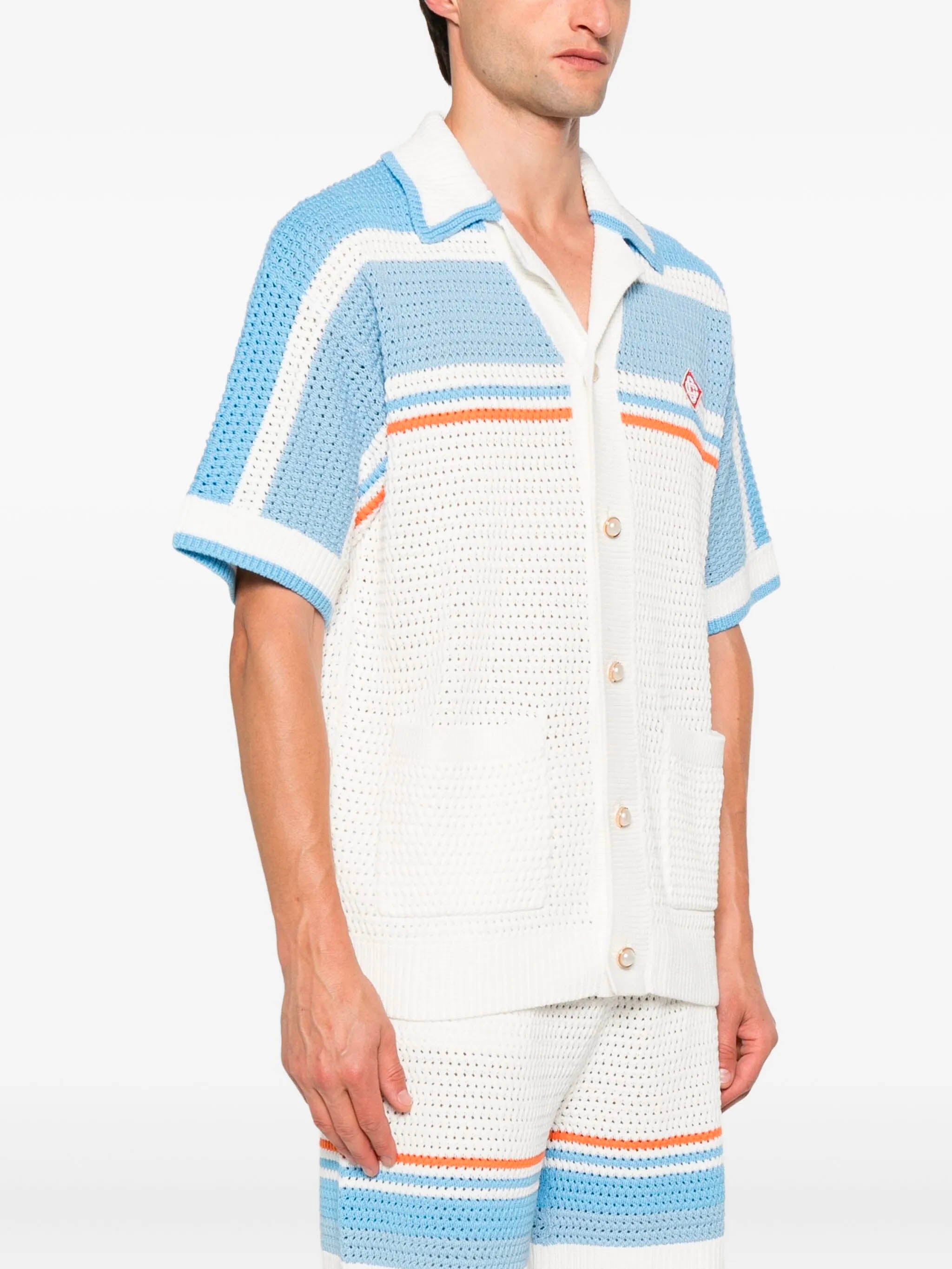 CASABLANCA Crochet Button-Up Shirt - Size M