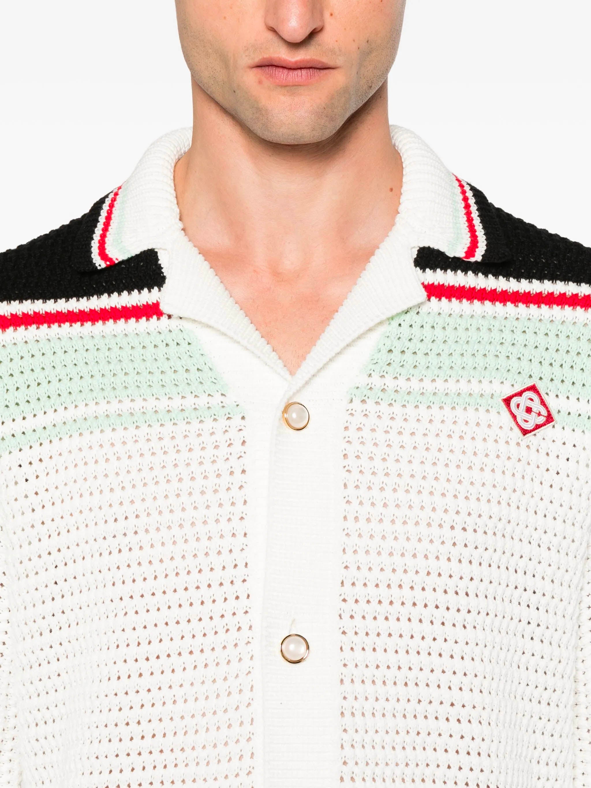 CASABLANCA Oversized Crochet Cotton Tennis Shirt - Size M