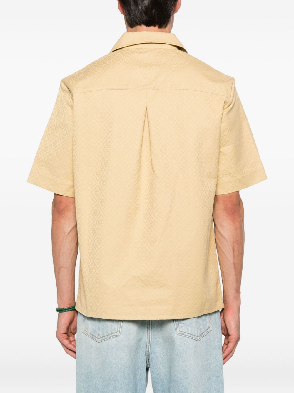 CASABLANCA Short-Sleeved Jacquard Cotton Shirt with Monogram - Size M