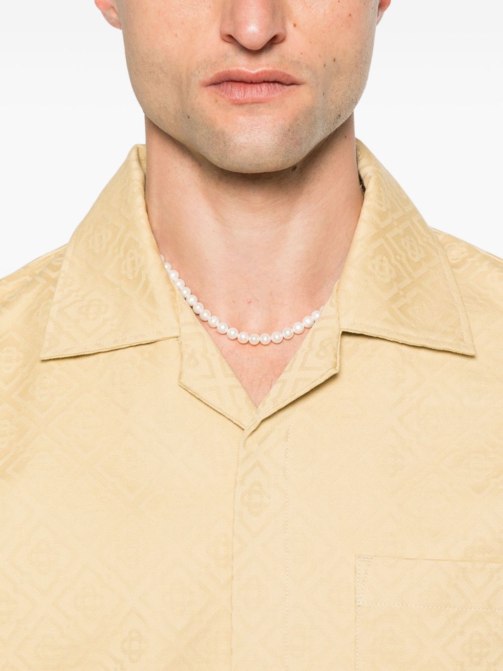 CASABLANCA Short-Sleeved Jacquard Cotton Shirt with Monogram - Size M