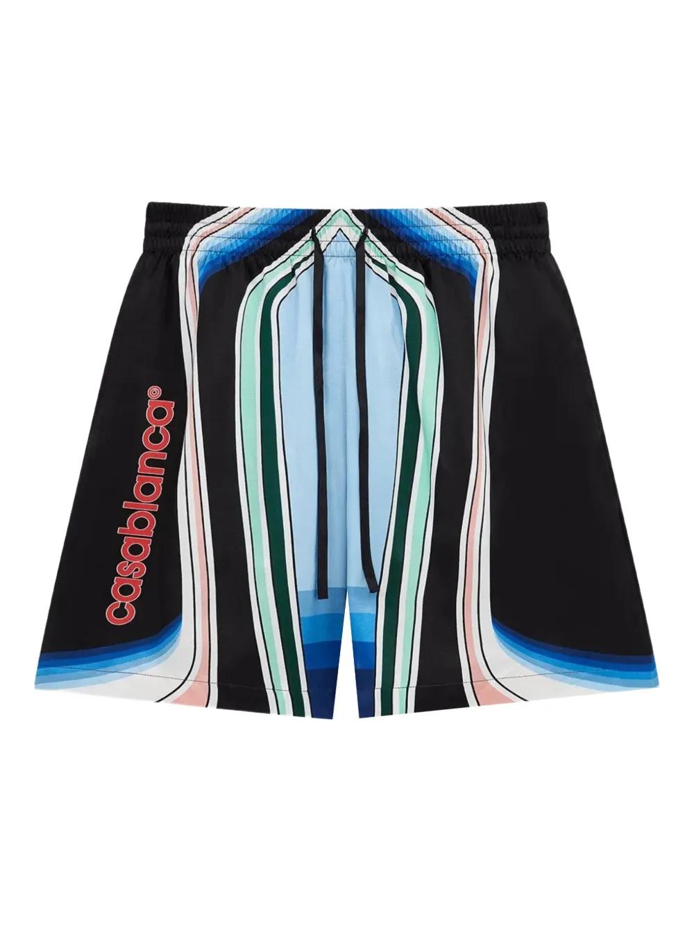 CASABLANCA Graphic Mountain Silk Mini Shorts