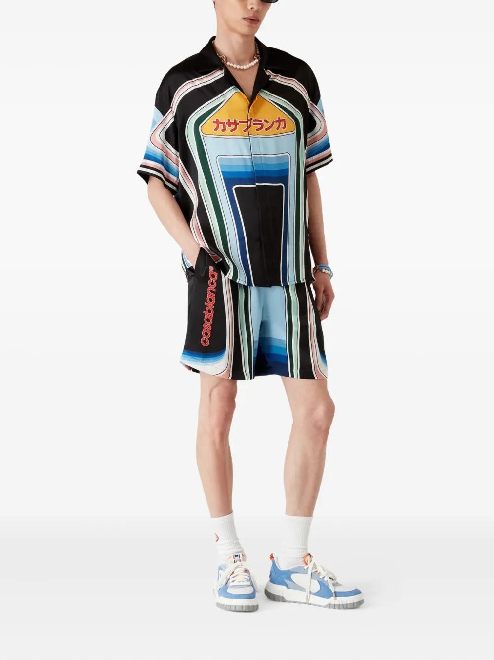 CASABLANCA Graphic Mountain Silk Mini Shorts