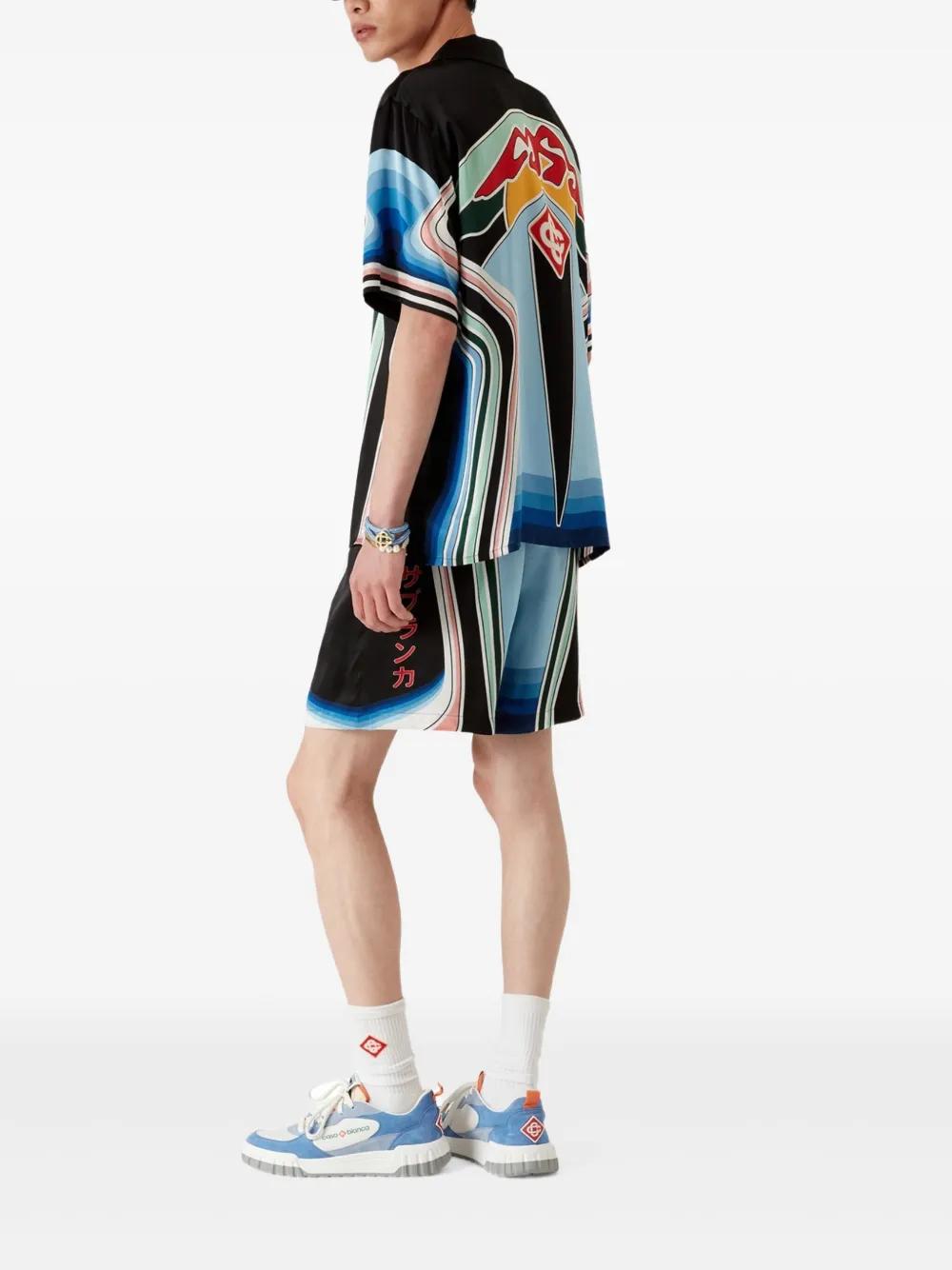 CASABLANCA Graphic Mountain Silk Mini Shorts
