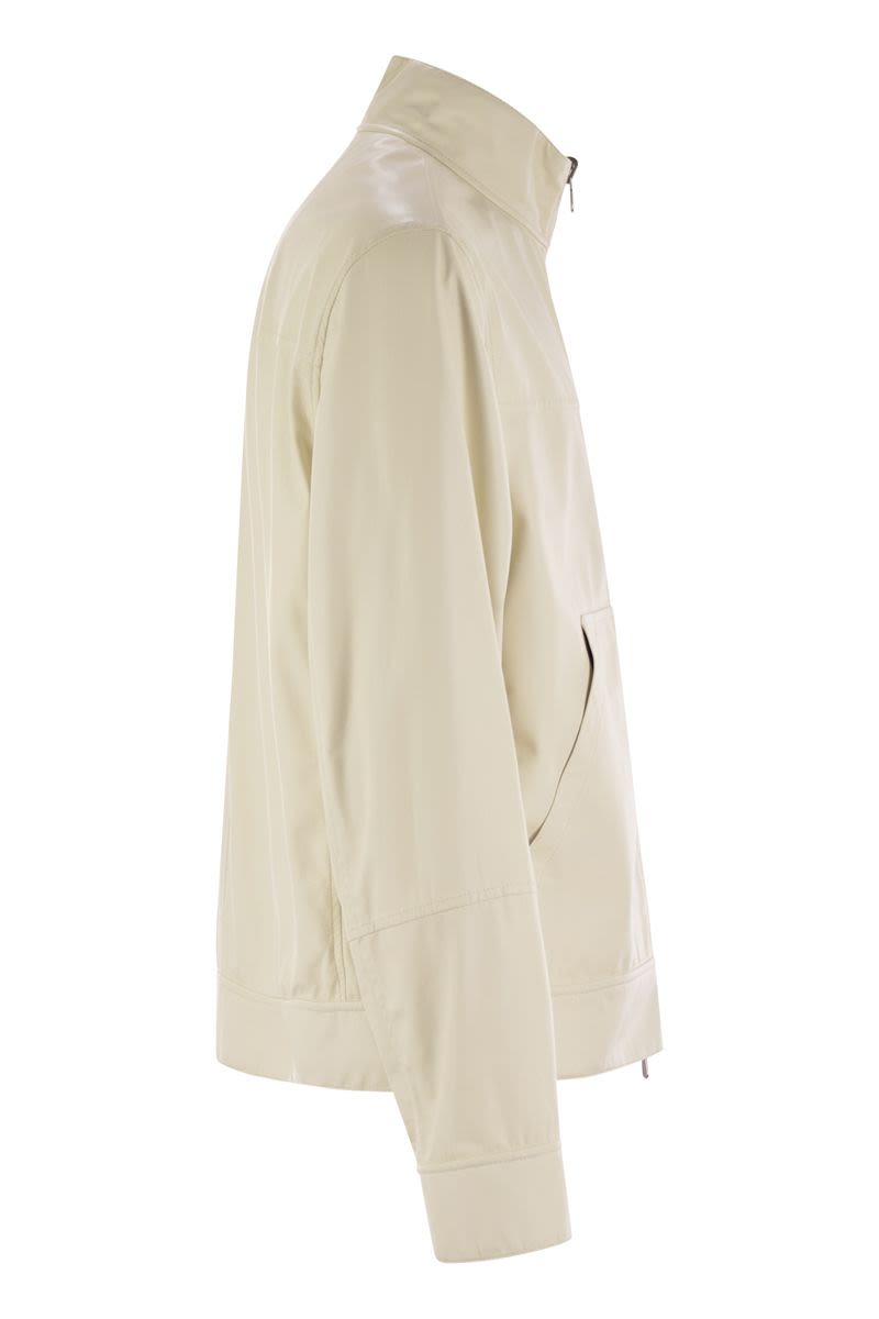 BRUNELLO CUCINELLI Reversible Bomber Jacket in Membrane Nappa Leather