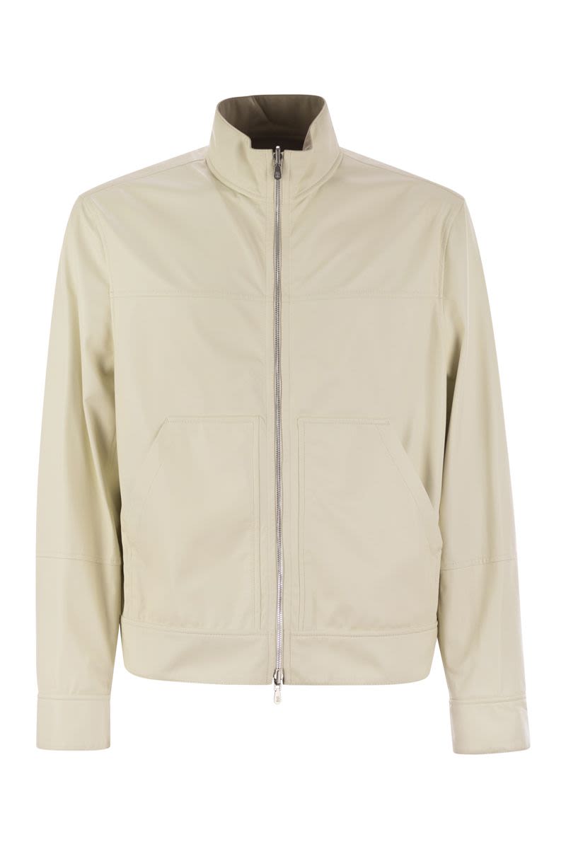 BRUNELLO CUCINELLI Reversible Bomber Jacket in Membrane Nappa Leather
