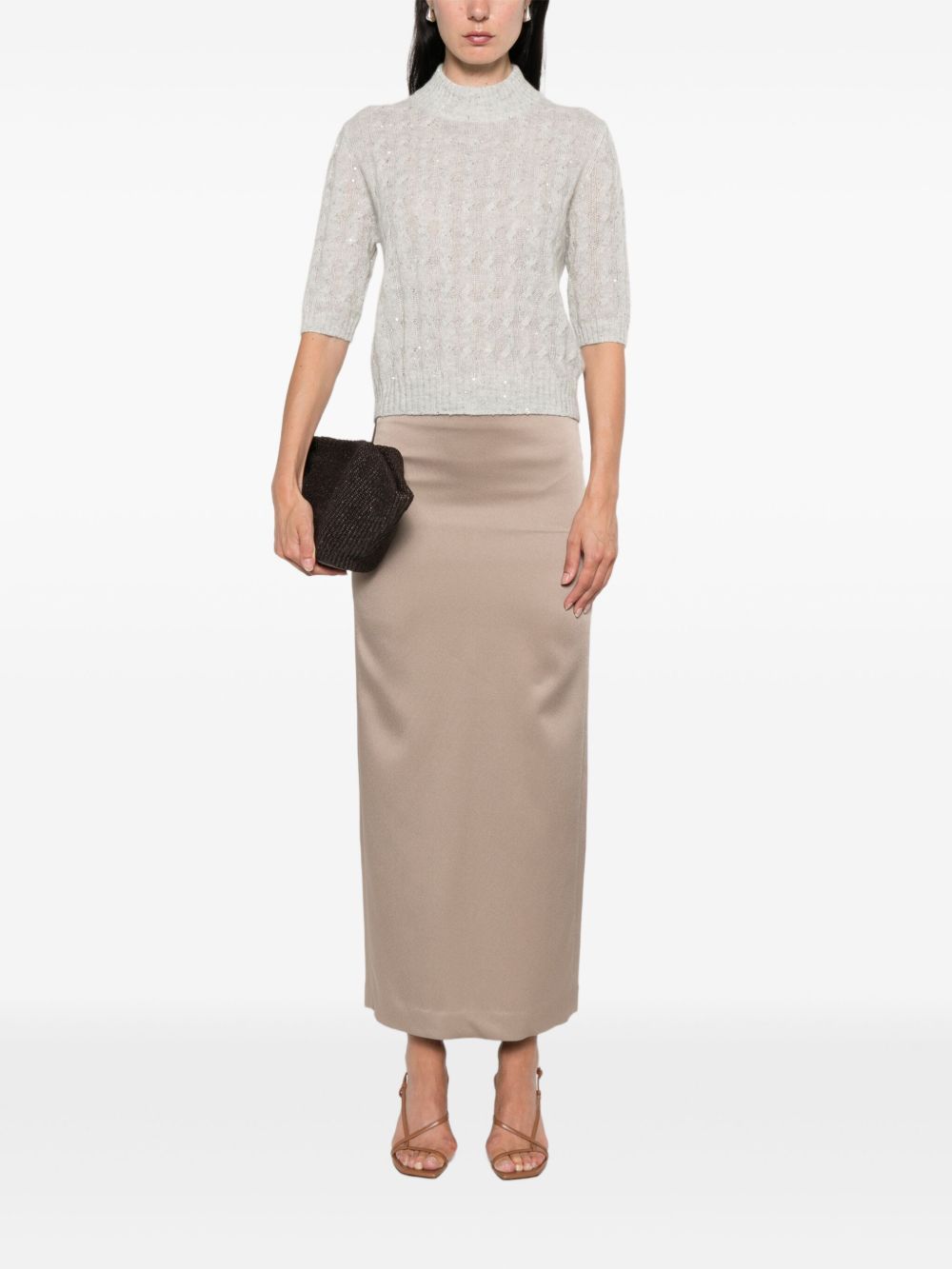 BRUNELLO CUCINELLI High Neck Short Sleeve Knit Jumper