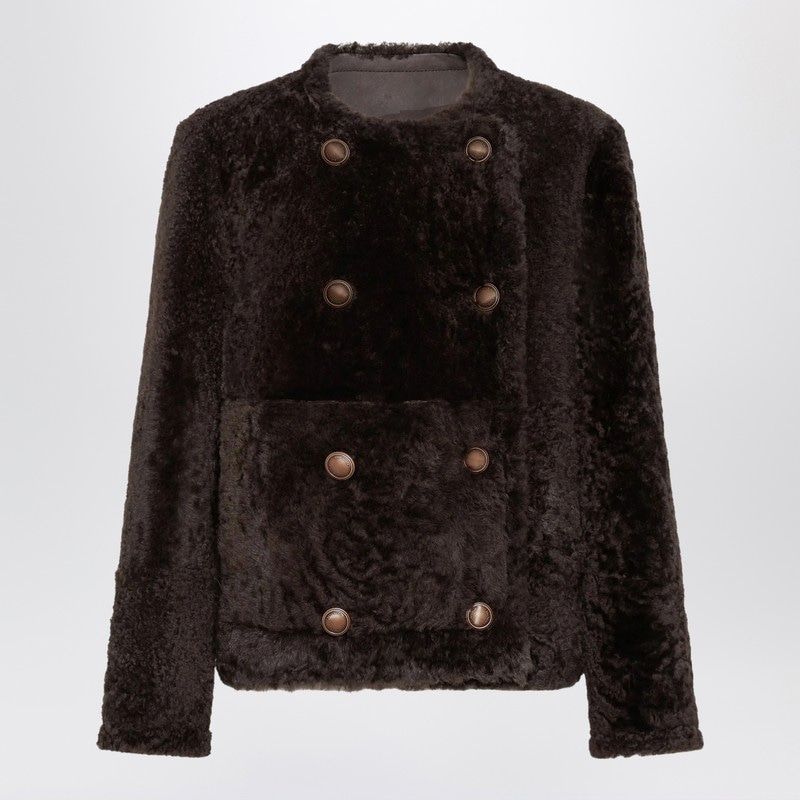 BRUNELLO CUCINELLI Reversible Cropped Shearling Fuzzy Jacket