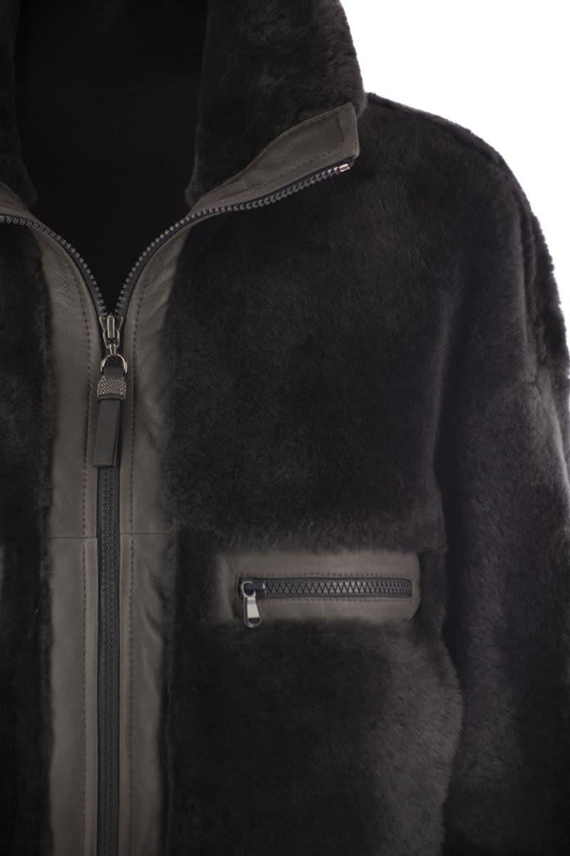 BRUNELLO CUCINELLI Shearling Outerwear with Shiny Zip