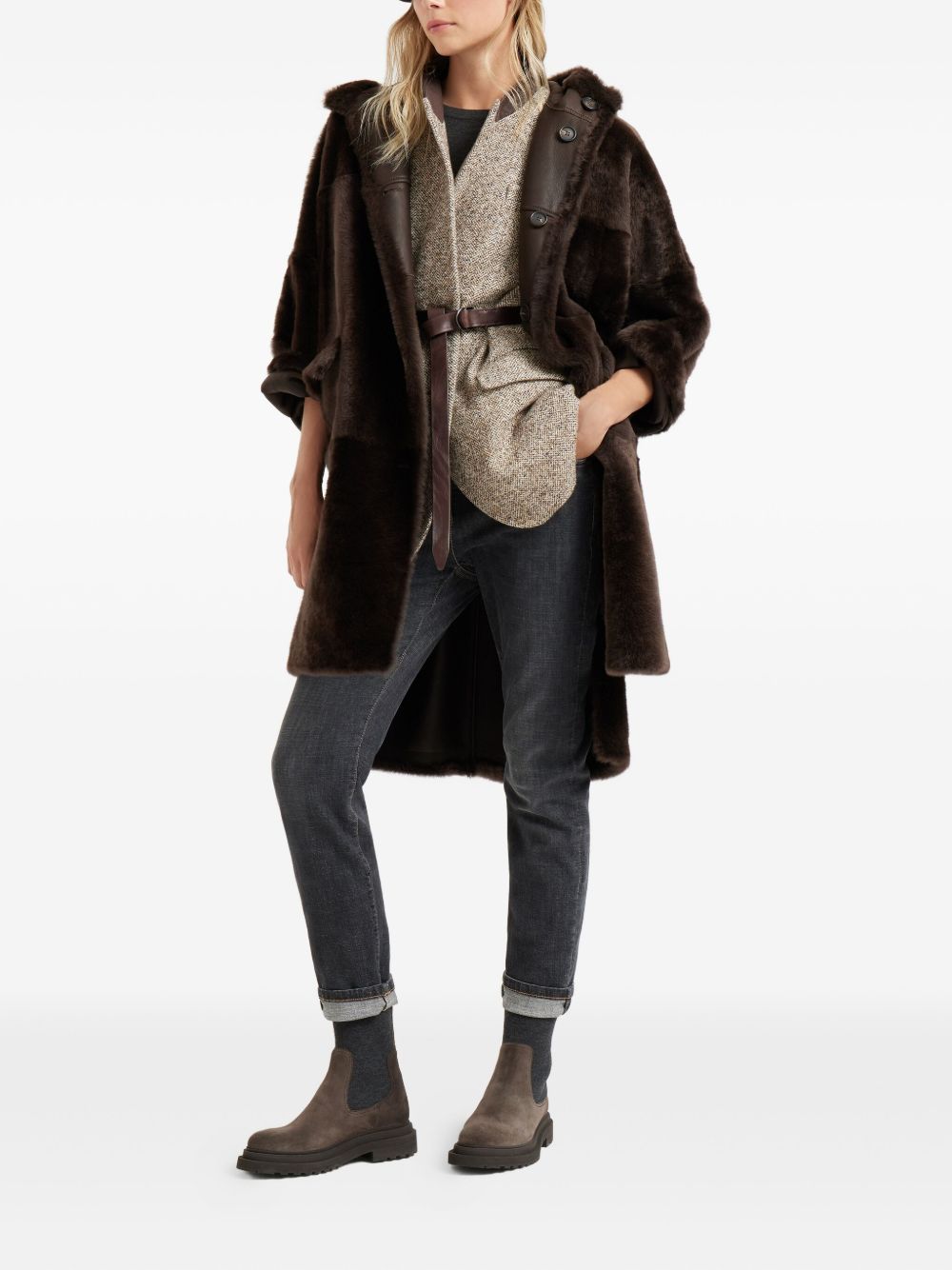 BRUNELLO CUCINELLI Faux Fur Overcoat for Women