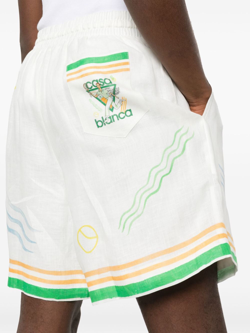 CASABLANCA Printed Linen Shorts for Men