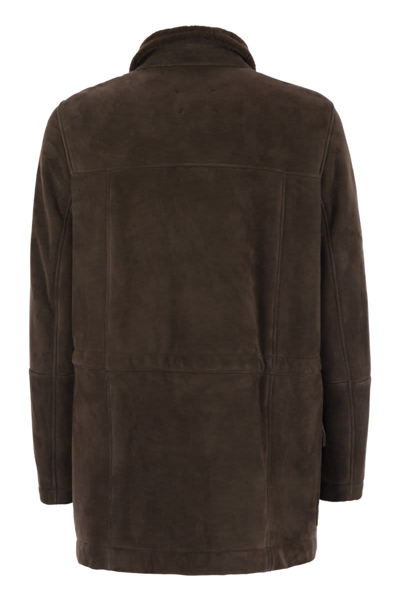 BRUNELLO CUCINELLI Tone-on-Tone Suede Shearling Jacket