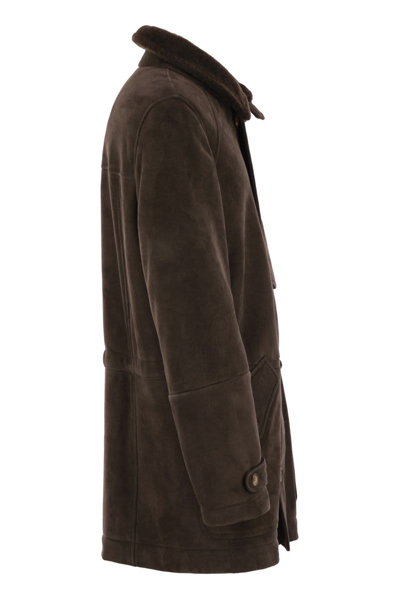 BRUNELLO CUCINELLI Tone-on-Tone Suede Shearling Jacket