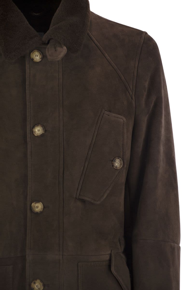 BRUNELLO CUCINELLI Tone-on-Tone Suede Shearling Jacket