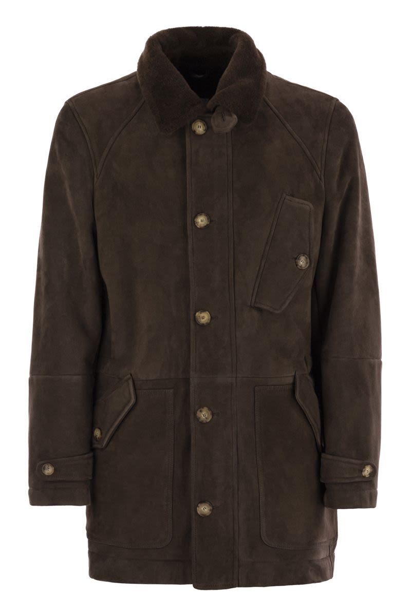 BRUNELLO CUCINELLI Tone-on-Tone Suede Shearling Jacket