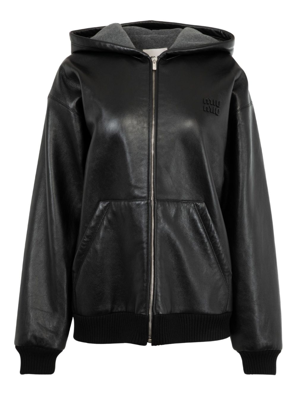 MIU MIU Women's Leather Jacket with Hood