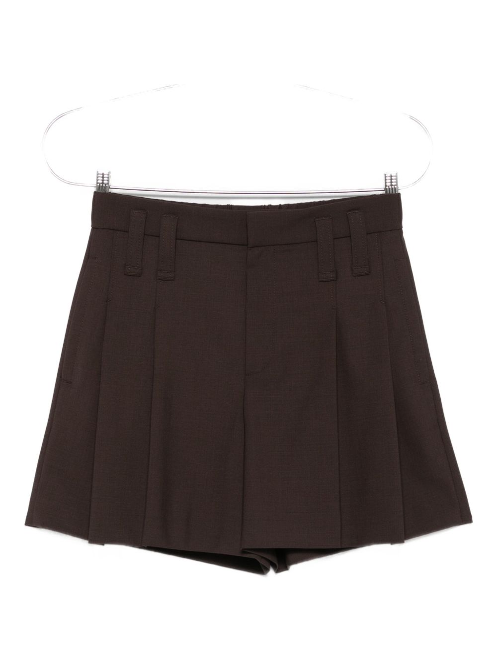 BRUNELLO CUCINELLI Women's Pleated High-Waist Wool Blend Mini Shorts