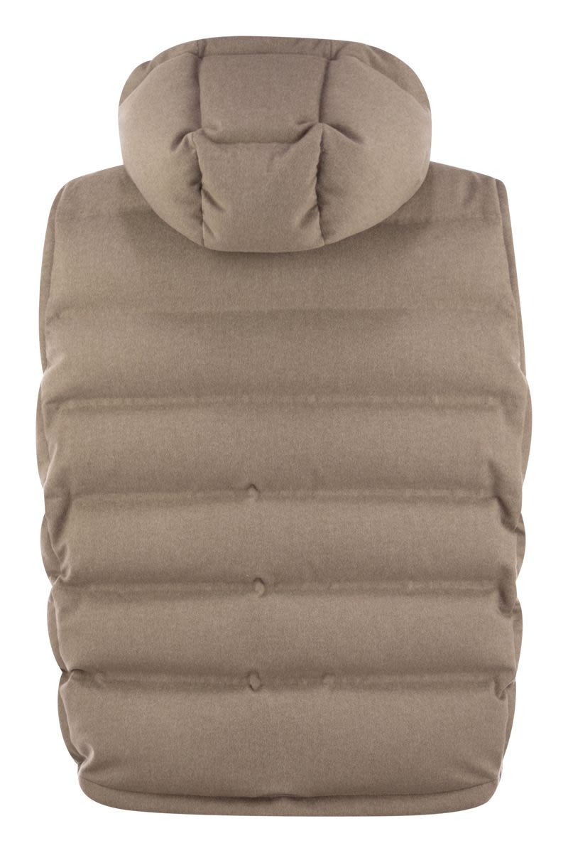 BRUNELLO CUCINELLI Men's Sleeveless Wool Down Jacket with Detachable Hood