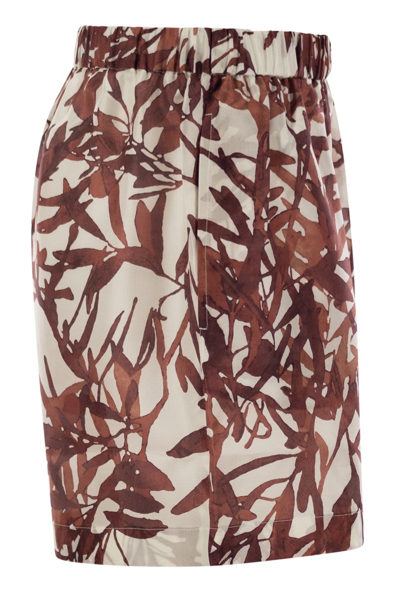 BRUNELLO CUCINELLI Silk Pongee Herbarium Print Mini Shorts