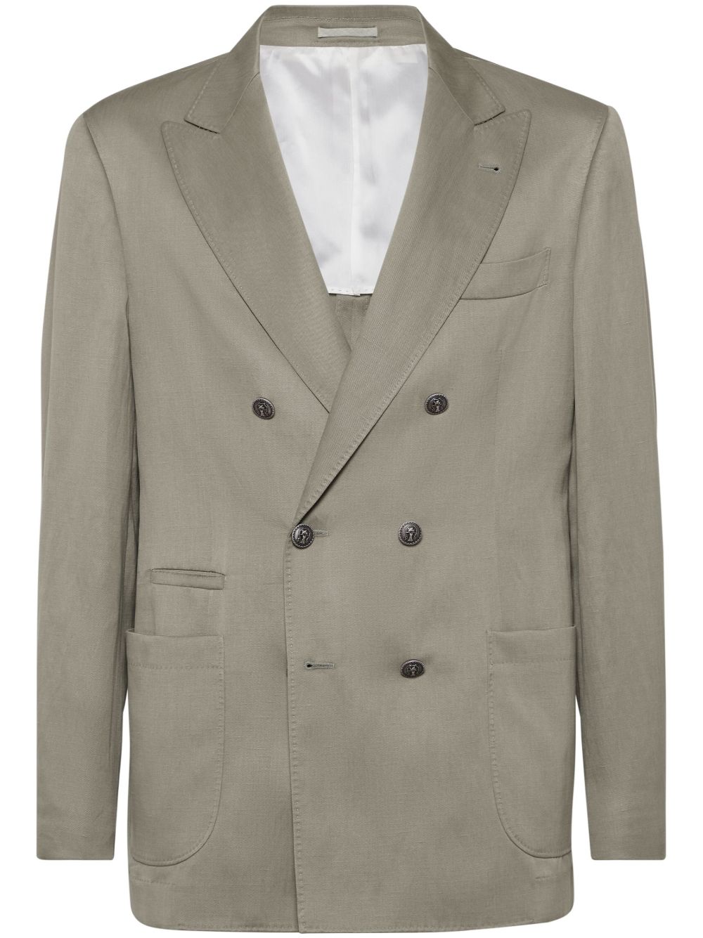 BRUNELLO CUCINELLI Men's Double-Breasted Silk and Linen Jacket