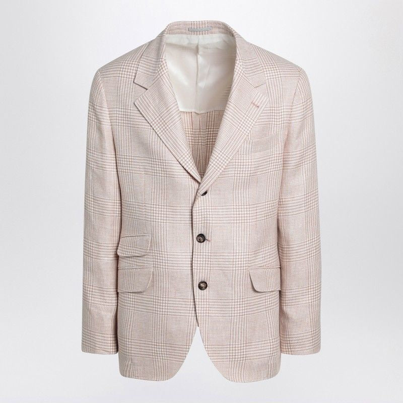 BRUNELLO CUCINELLI Prince of Wales Single-Breasted Jacket for Men - SS25