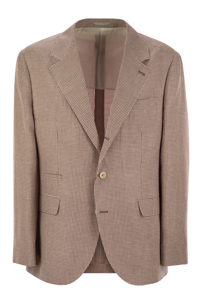 BRUNELLO CUCINELLI Houndstooth Wool, Linen and Silk Deconstructed Jacket - Men's