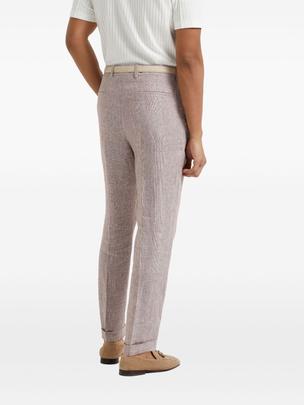 BRUNELLO CUCINELLI Eco Linen Trousers for Men with Off-Centre Front Button Fastening