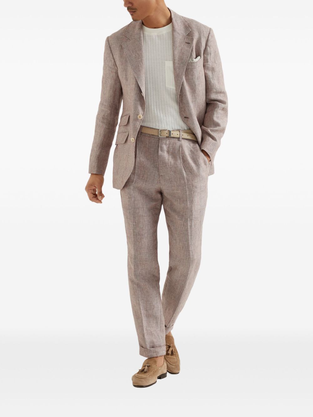 BRUNELLO CUCINELLI Eco Linen Trousers for Men with Off-Centre Front Button Fastening