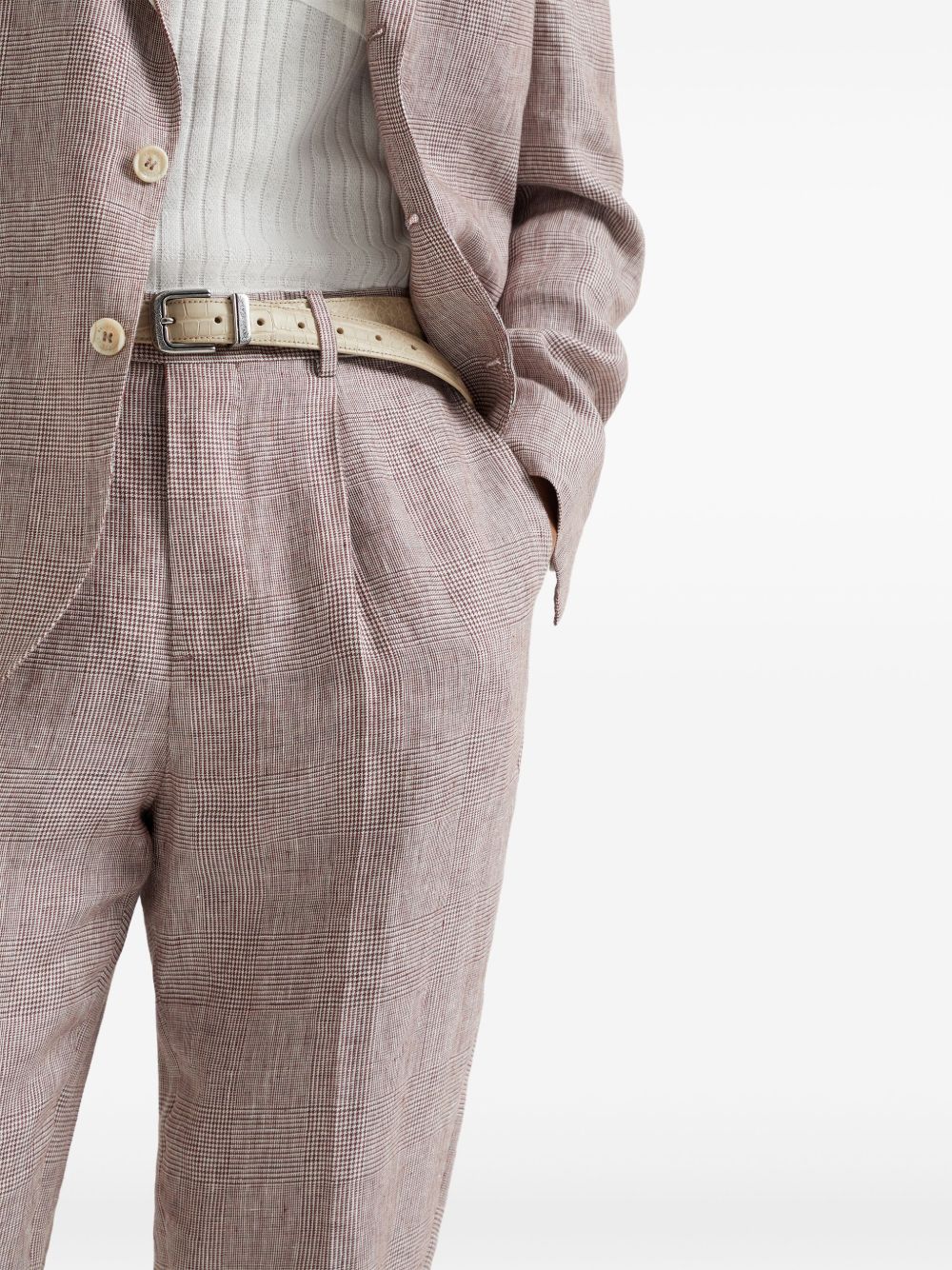 BRUNELLO CUCINELLI Eco Linen Trousers for Men with Off-Centre Front Button Fastening