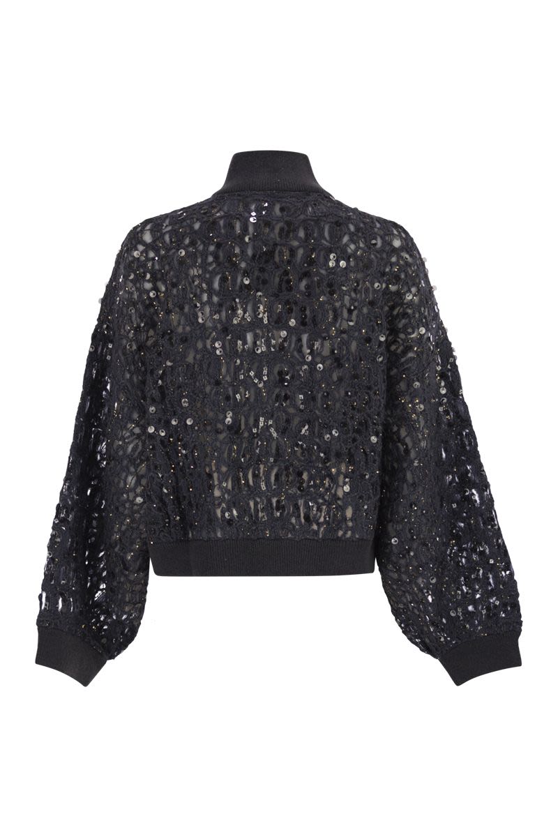 BRUNELLO CUCINELLI Dazzling Croc Embroidered Cardigan in Mohair, Silk, and Linen