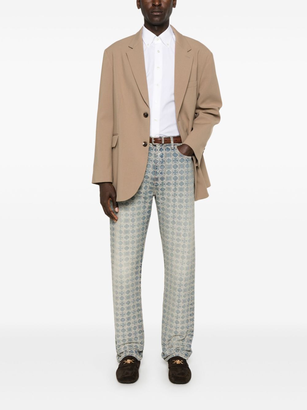 ETRO Two Fabrics Button Down Dress Shirt for Men