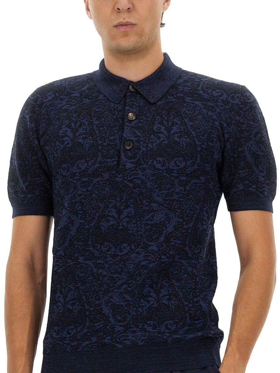 ETRO Classic Cotton-Wool Blend Polo Shirt for Men